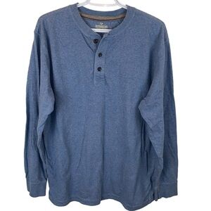 Outdoor Life Light Blue Wilderness Sueded Henley Long Sleeve  T-Shirt Men's L